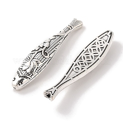 Tibetan Style Zinc Alloy Lotus Flower Pattern Fish Beads&nbsp;X-PALLOY-P078-01