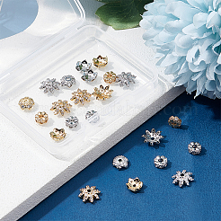 24Pcs 6 Styles Brass Clear Cubic Zirconia Spacer Beads&nbsp;KK-CA0003-63