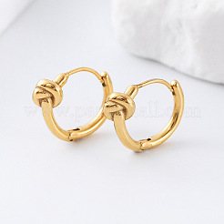 女性用304ステンレスフープピアス  結び目  ゴールドカラー  15x15mm&nbsp;MV0057
