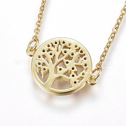 Brass Micro Pave Cubic Zirconia Pendant Necklaces&nbsp;NJEW-L146-04