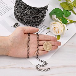 アイアン製手作りチェーンフィガロチェーン母子チェーン  溶接されていない  鉛フリーとニッケルフリー及びカドミウムフリー  ガンメタ色  スプールで  母のリンク：6x9mm  厚さ1mm  息子へのリンク：4x5mm  厚さ1mm  約328.08フィート（100m）/ロール&nbsp;CHSM003Y-B