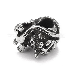 304ステンレススチールヨーロピアンビーズ  大穴ビーズ  カエル  アンティークシルバー  11x8x10mm  穴：4.5mm&nbsp;STAS-G256-03AS