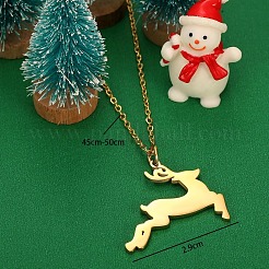 クリスマス鹿 304ステンレススチール エナメルペンダントネックレス（女性用）  ゴールドカラー  カラフル  17.72~19.69インチ（45~50cm）&nbsp;FS-WG69B7B-01