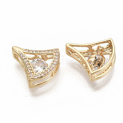 Brass Micro Pave Clear Cubic Zirconia Charms&nbsp;ZIRC-T011-18G-NF