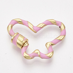金メッキ真鍮ネジカラビナロックチャーム  ネックレス作り用  エナメル  蝶  ミックスカラー  21x26x2.5~6mm&nbsp;KK-S338-158