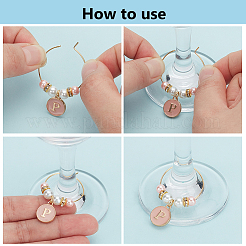 Letter A~Z & Number 0~9 Alloy Enamel Wine Glass Charms&nbsp;AJEW-AB00181