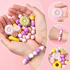 DIYデイジーラウンドビーズファインディングキット  シリコンと真鍮のラインストーンビーズを含む  ダークサーモン  19x7.5mm  穴：2.5mm&nbsp;DIY-FS0010-24B