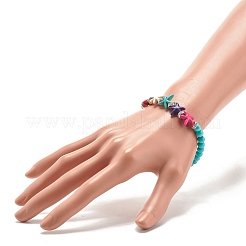 Synthetic Turquoise(Dyed) Starfish Stretch Bracelet&nbsp;BJEW-JB07702-03