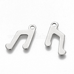 変色しにくい201ステンレススチールペンダント  レーザー切断  音符  ステンレス鋼色  13x9x0.5mm  穴：1.4mm&nbsp;STAS-Z002-03P