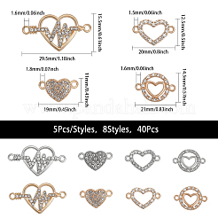 40Pcs 8 Styles Zinc Alloy Connector Charms&nbsp;PALLOY-CA0002-45