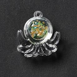 ルミナス透明レジンペンダント  金箔入りタコチャーム  暗闇の中で輝く  ミックスカラー  27x25x9mm  穴：2mm&nbsp;RESI-K019-05