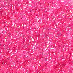 ガラスシードビーズ  不透明な色の虹  シリンダー  濃いピンク  2.5x2mm  穴：1.4mm&nbsp;SEED-S042-13A-09