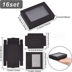 窓付き厚紙箱  長方形  ブラック  11.5x8.55x2.5cm&nbsp;LS-CON-WH0086-022A