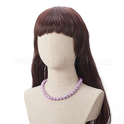 マカロンカラー ファセットアクリルラウンドビーズネックレス  女性のための  304ステンレススチールのロブスタークロウ留め金とチェーン付き  ミックスカラー  18-1/4インチ（46.4cm）&nbsp;NJEW-JN04192