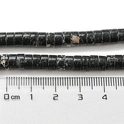 合成インペリアルジャスパー染めビーズ連売り  ディスク  ヒシビーズ  ブラック  6~6.5x3~3.5mm  穴：1.2mm  約107個/連  14.88''~14.96''（37.8~38センチメートル）&nbsp;G-D077-D01-01G