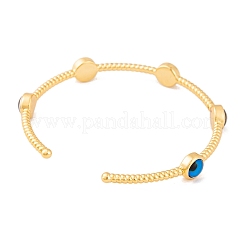 Evil Eye Brass Enamel Open Cuff Bangles for Women&nbsp;BJEW-S147-08G-02