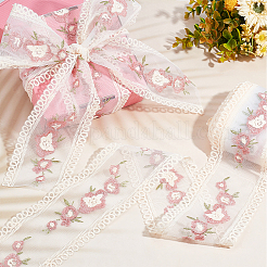 10ヤード刺繍ポリエステルレーストリム  縫製装飾工芸品  花  アンティークホワイト  3-3/8~3-3/4インチ（85~95mm）&nbsp;OCOR-GF0001-80B