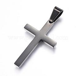 304ステンレスペンダント  クロス  ガンメタ色  32x20x3mm  穴：4mm&nbsp;STAS-H329-59B