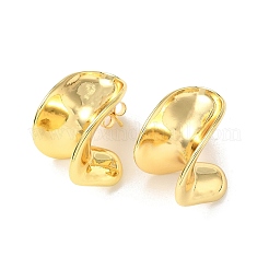 Curved Oval Brass Stud Earrings&nbsp;EJEW-F389-03G