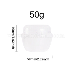 50g ppプラスチックポータブルキノコクリームジャー  空の詰め替え化粧品容器  スクリューリッド＆インナーカバー付き  ホワイトスモーク  4.9x5.9cm  容量：50g&nbsp;MRMJ-BC0001-39