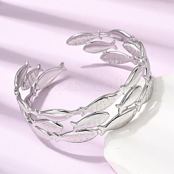 Fish 304 Stainless Steel Cuff Bangles for Women&nbsp;BJEW-A155-02P