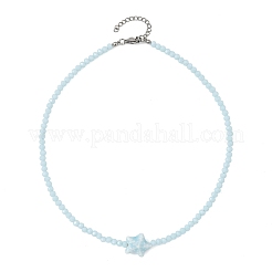 3Pcs 3 Colors Ocean Handmade Porcelain Starfish Glass Beaded Necklaces for Women&nbsp;NJEW-JN06392