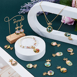 20個 10スタイル 花柄 合金エナメルペンダント  フラットラウンド＆オーバル  ミックスカラー  37~44mm  2個/スタイル&nbsp;PALLOY-FH00196