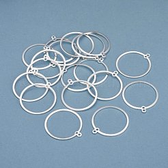 真鍮チャーム  カドミウムフリー＆鉛フリー  長持ちメッキ  フラットラウンド  925銀メッキ  28x25x1mm  穴：1.4mm&nbsp;KK-O139-07S