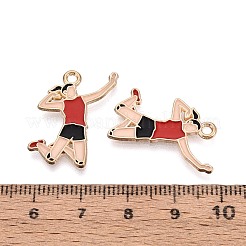 合金とエナメルのペンダント  スポーツマンチャーム  ゴールドカラー  レッド  24.5x16x1mm  穴：1.8mm&nbsp;ENAM-T021-48G