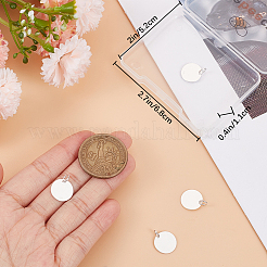 スターリングシルバーペンダント4個925個  フラットラウンドのチャーム  丸カン付き スタンプ925個付き  銀  12x0.6mm  穴：3mm&nbsp;STER-BBC0005-37A