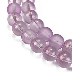 曇りガラスビーズ連売り  金粉付き  ラウンド  プラム  8mm  穴：1mm&nbsp;X1-GLAA-P065-8mm-07