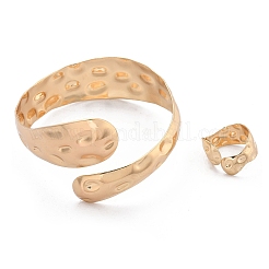 Snake Shape Hammered Iron Cuff Bangle & Ring&nbsp;SJEW-G085-01G