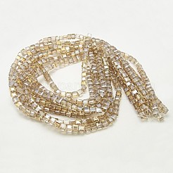 電気メッキガラスビーズセット  ABカラーメッキ  多面カット  キューブ  小麦  7~8x7~8x7~8mm  穴：1mm  約72個/連  19.8インチ&nbsp;X-EGLA-D018-8x8mm-75