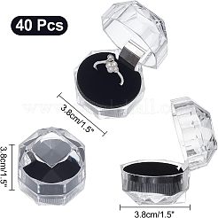 透明なプラスチックリングボックス  アクセサリー箱  ブラック  3.8x3.8x3.8cm&nbsp;OBOX-CA0001-001A