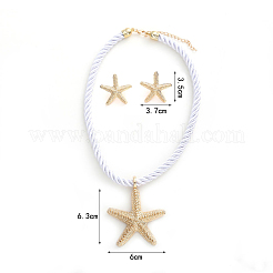 Starfish Alloy with Polyester Cord Pendant Necklaces & Stud Earrings Sets&nbsp;FS-WG7CDFE-01