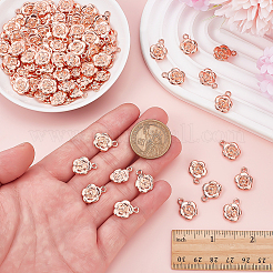 100個の合金ペンダント  花のチャーム  ローズゴールド  15.5x12x3.8mm  穴：1.8mm&nbsp;FIND-ME0003-34