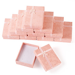 厚紙のギフトボックス  ジュエリー収納用品  ちょう結びの長方形  ピンク  9.2x7.1x3.1cm&nbsp;CBOX-TAC0005-02