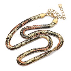 5.5MM Spray Painted Snake Skin 304 Stainless Steel Herringbone Chain Necklaces for Women&nbsp;NJEW-C083-03G