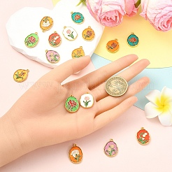 合金エナメルペンダント16個、8色  花  ミックスカラー  21x15mm  2個/カラー&nbsp;FIND-YW0007-84