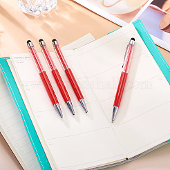 プラスチックボールペン5本  クリスタル入り  レッド  146x13x9.5mm&nbsp;AJEW-BT0001-14A