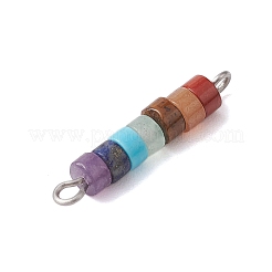 7 Chakra Mixed Gemstone Disc Beaded Connector Charms&nbsp;PALLOY-JF02744-01