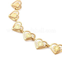 女性用304ステンレススチールチェーンブレスレット  ゴールドカラー  ハート  7-3/8インチ（18.8cm）  リンク：10x6mm&nbsp;BJEW-I313-05