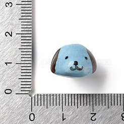 手作りの陶器ビーズ  手描きの陶器ビーズ  犬  ファミーユは磁器バラ  空色  11x15x15mm  穴：1.6mm&nbsp;PORC-Z006-03A