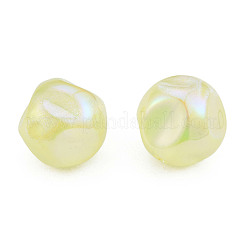 電気メッキレインボー虹色メッキアクリルビーズ  キラキラビーズ  ナゲット  シャンパンイエロー  16x15.5mm  穴：2.2mm&nbsp;TACR-T025-002C