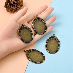 Tibetan Style Alloy Pendant Cabochon Bezel Settings&nbsp;TIBEP-M018-62AB-NF