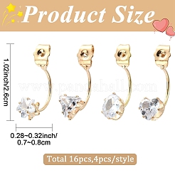 16Pcs 4 Styles Alloy Clear Cubic Zirconia Earring Nuts&nbsp;FIND-YW0012-06A