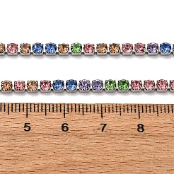 3mm 304ステンレススチールラインストーンカップチェーンネックレス（女性用）  ステンレス鋼色  カラフル  16.54インチ（42cm）&nbsp;NJEW-G175-01P-01