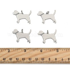 304ステンレススチールペンダント4個  丸カンとグリッター付き  鏡面研磨仕上げの刻印入り空白タグ  犬  21.5x30.5x1mm  穴：4mm&nbsp;STAS-FS0002-01A