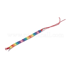 レインボープライドブレスレット  男性女性用ナイロン編組コードブレスレット  レッド  7-1/8インチ（18cm）&nbsp;BJEW-F422-01C