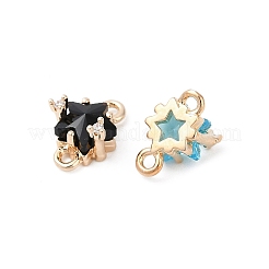 真鍮製ガラスチャーム  スターのチャーム  真鍮パーツ  ライトゴールド  9.5x6x5.5mm  穴：1.2mm&nbsp;KK-D291-09KCG